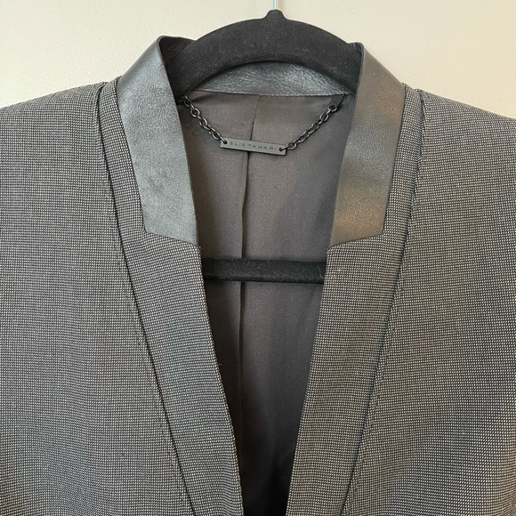 Elie Tahari Gray Leather Detail Blazer - Picture 2 of 9